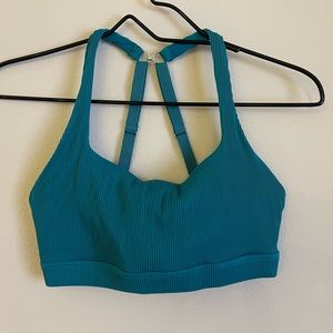 Lorna Jane Ribbed Teal Bra Workout Top SMALL
